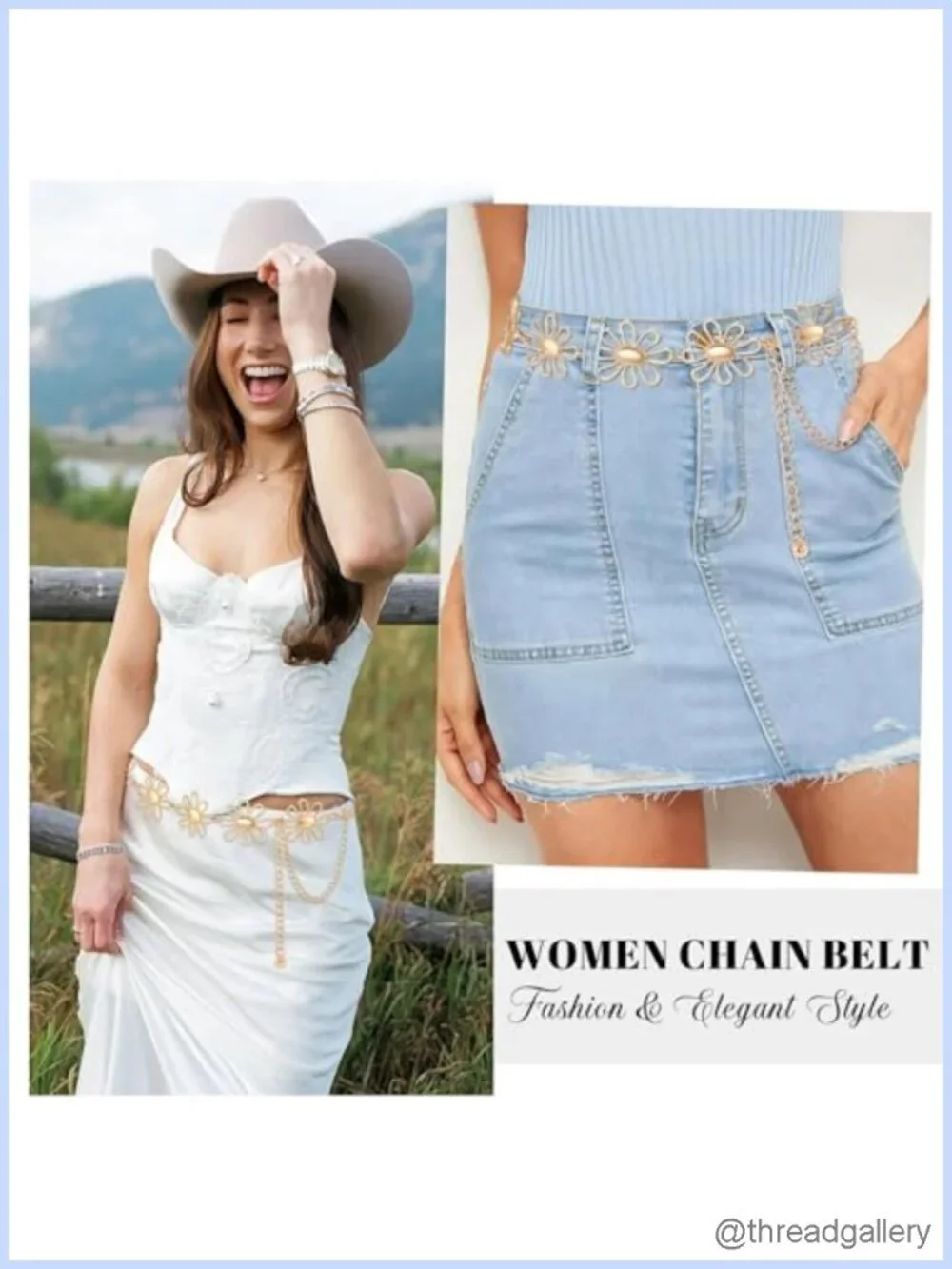 Western Metal Concho Chain Belt Women Boho Cowgirl Waist Belt Dress Jeans